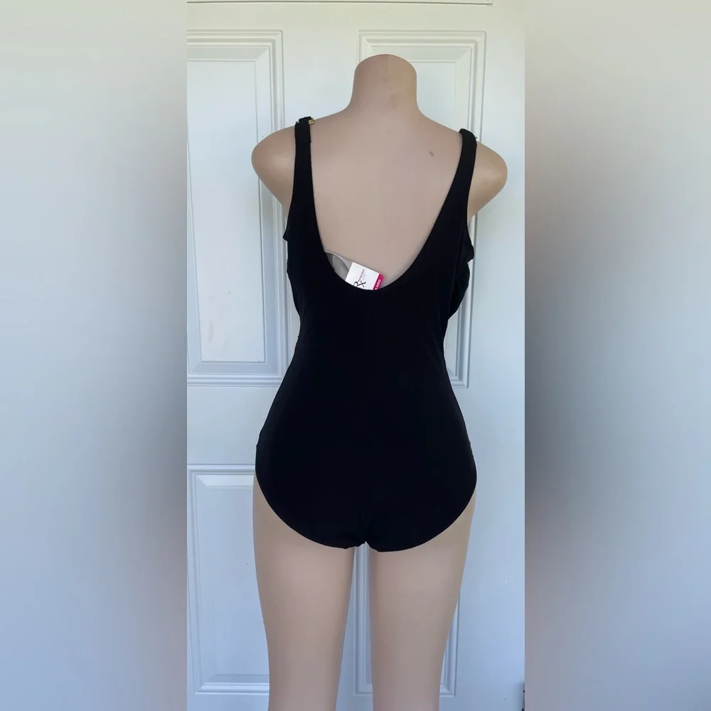 Roxanne Black Shapewear Bodysuit with Gold Accent